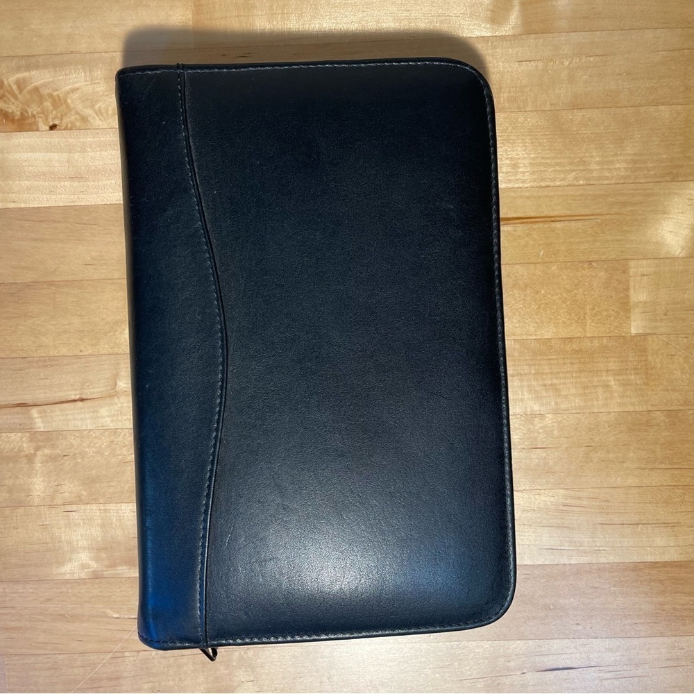 Jasco Genuine Leather Zip Around Portfolio Padfolio Organizer Black Executive